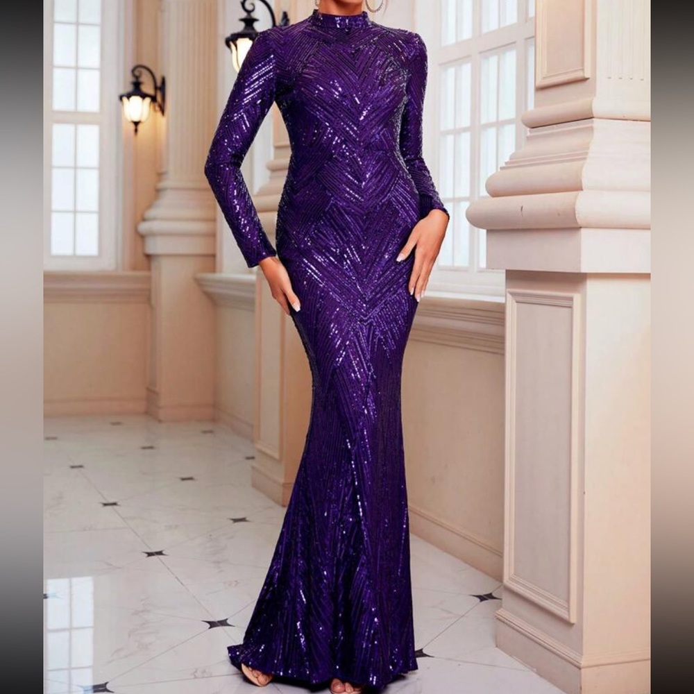 Luxe mermaid hem party wedding sequins dress